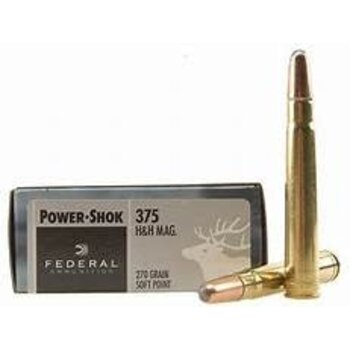 Federal Power Shok Rifle Ammo 375 H&H Mag Soft Point 270gr 2690fps 20 Rounds