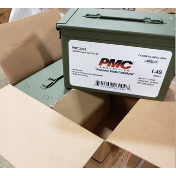 PMC 223 Rem 55gr FMJ BT 840 Round Can (6 Bandoleers of 140)