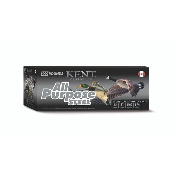 Kent All Purpose Steel 12ga 3" 1 1/4oz  # 4 1400fps Box of 100