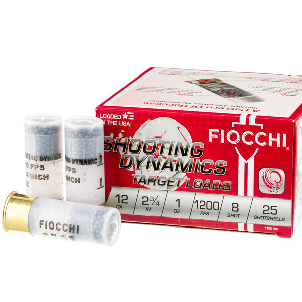 Fiocchi Target Shooting Dynamics 12 Gauge 2.75" 1 oz 8 Shot  1200FPS Per Case