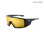 waterland Polarized Sunglasses BedFisher Matte Black - Hyperhue Gold Honey Mirror