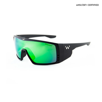 waterland Polarized Sunglasses BedFisher Matte Black - Hyperhue Green Honey Mirror