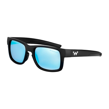 waterland Polarized Sunglasses Hybro Matte Black - Blue Mirror