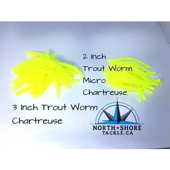 North Shore Tackle Trout Worm's 2" Chartreuse