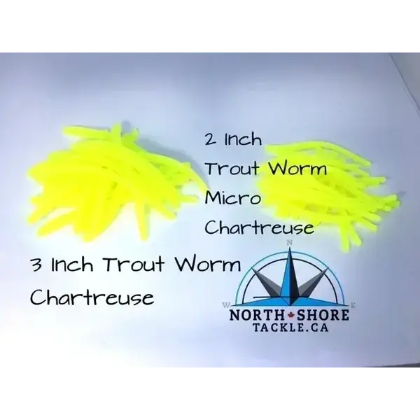 North Shore Tackle Trout Worm's 2" Chartreuse