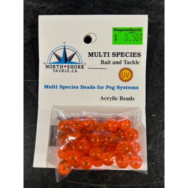North Shore Tackle Acrylic Beads 8mm Translucent Orange