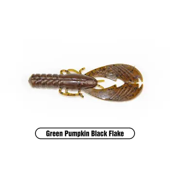 X Zone Muscle Back 3.25" Finesse Craw. Green Pumpkin Black Flake 8-pk