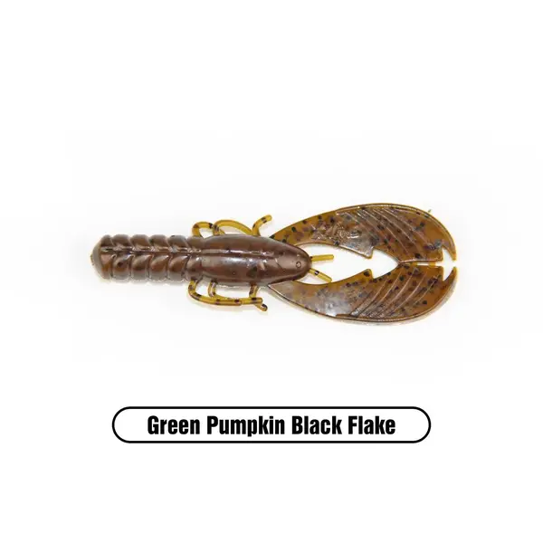 X Zone Muscle Back 3.25" Finesse Craw. Green Pumpkin Black Flake 8-pk