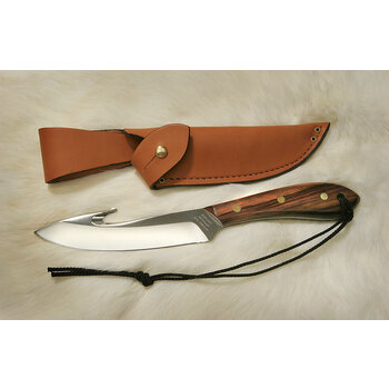 Grohmann R4SG Survival Model Rosewood Handle Stainless Blade Gut Hook With Overlap Sheath