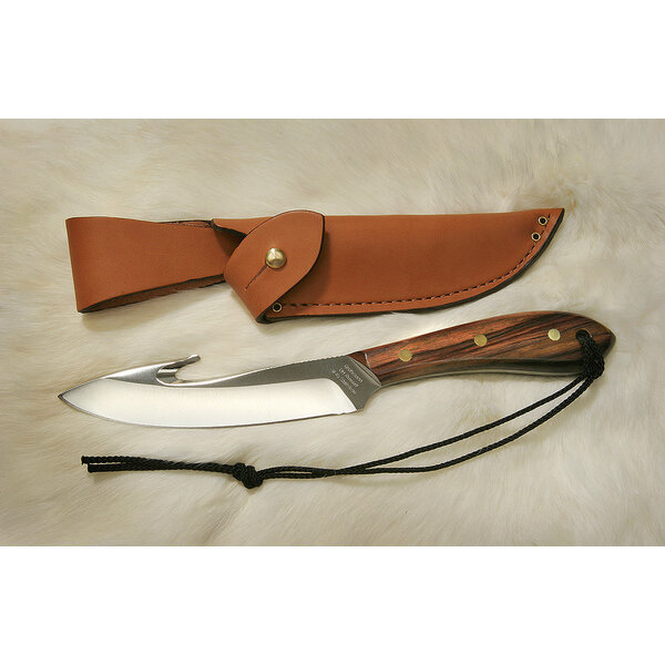 Grohmann R4SG Survival Model Rosewood Handle Stainless Blade Gut Hook With Overlap Sheath