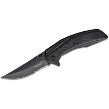 Kershaw 8320BLKST Outright Frame Lock Assisted Flipper Knife 3" Black PVD Upswept Combo Blade, Black G10 and Stainless Steel Handles
