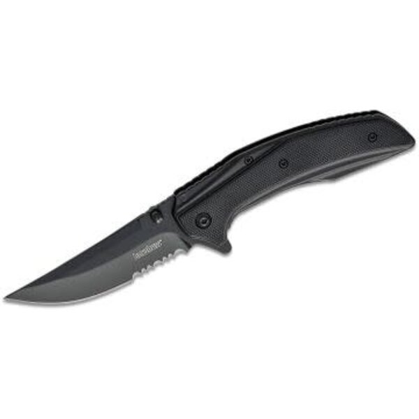Kershaw 8320BLKST Outright Frame Lock Assisted Flipper Knife 3" Black PVD Upswept Combo Blade, Black G10 and Stainless Steel Handles