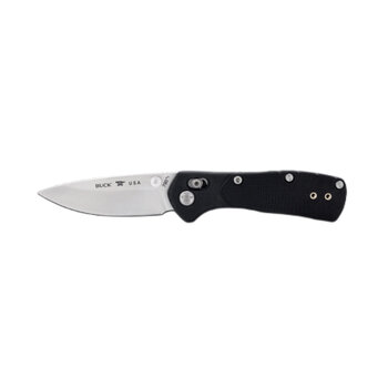 Buck Mini Range Elite Crossbar Lock Folding Knife 2.625" CPM-MagnaCut Satin Drop Point Blade, Black Aluminum Handles