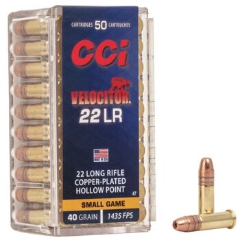 CCI Velocitor Ammo 22 LR 40gr Plated Lead Hollow Point 50 Rounds