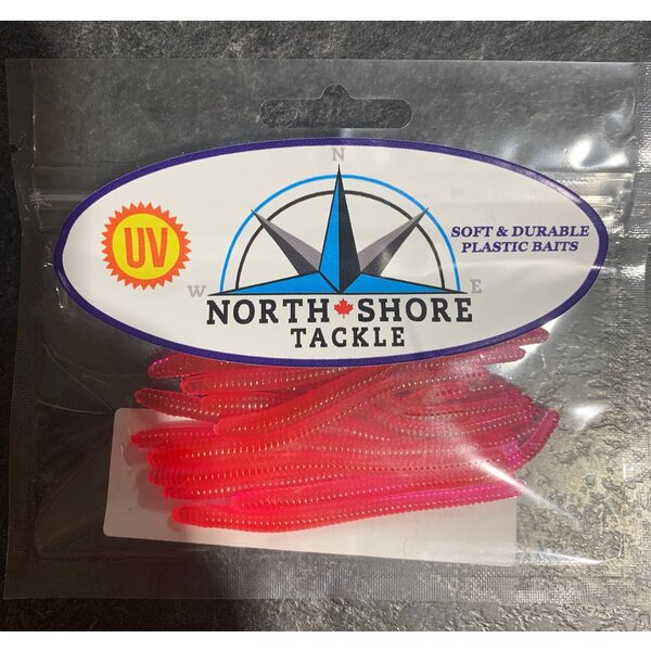 North Shore Tackle Trout Worm's 3" Ruby Blood Red