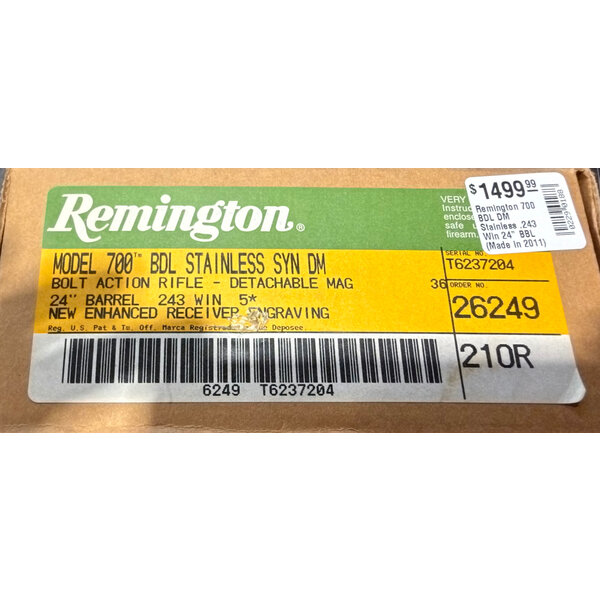 Remington 700 BDL DM Stainless .243 Win 24" BBL (Made in 2011)