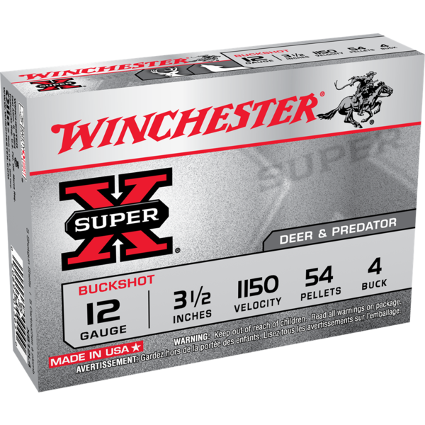 Winchester Super-X Buckshot 12 ga 3 1/2"  54 plts #4B 1150 fps - 5/box