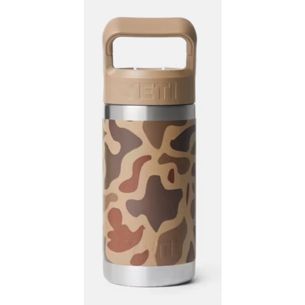 Yeti Rambler Jr 355mL Kids Water Bottle w/Color Match Straw Cap. Wetlands Camo