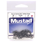 Mustad Black Barrel Swivel w/Safety Snap Size 8 12-pk