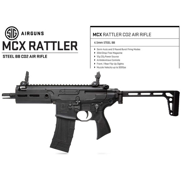 SIG Sauer MCX Rattler CO2 Powered 4.5mm BB Air Rifle Black