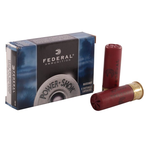 Federal Power-Shok Ammunition 12 Gauge 3" Buffered 00 Buckshot 15 Pellets Box of 5