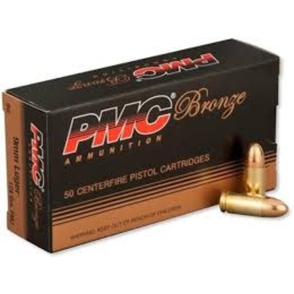 PMC Bronze 9mm Luger Ammunition 50 Rounds FMJ 124 Grains