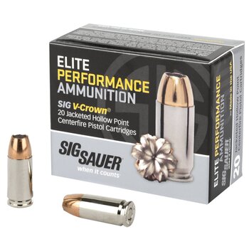 Sig Sauer V-Crown Pistol Ammo 9MM, JHP, 115 Gr, 1185 fps, 20