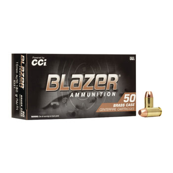 CCI 5221 Blazer Brass Handgun 10mm Auto 180 gr Full Metal Jacket 50 Per Box  (Reg $34.99)