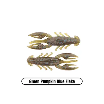 X Zone Stealth Finesse Series 2.5" Scented Stealth Craw. Green Pumpkin Blue Flake