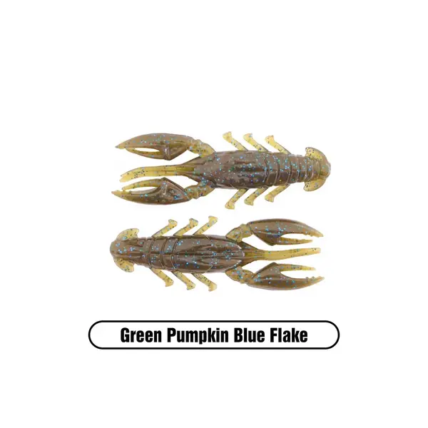 X Zone Stealth Finesse Series 2.5" Scented Stealth Craw. Green Pumpkin Blue Flake