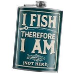 Luck Jack Trixie & Milo Flask I Fish Therefore I Am 8oz Stainless Steel