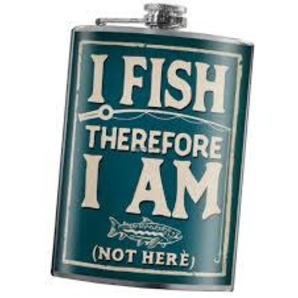 Luck Jack Trixie & Milo Flask I Fish Therefore I Am 8oz Stainless Steel