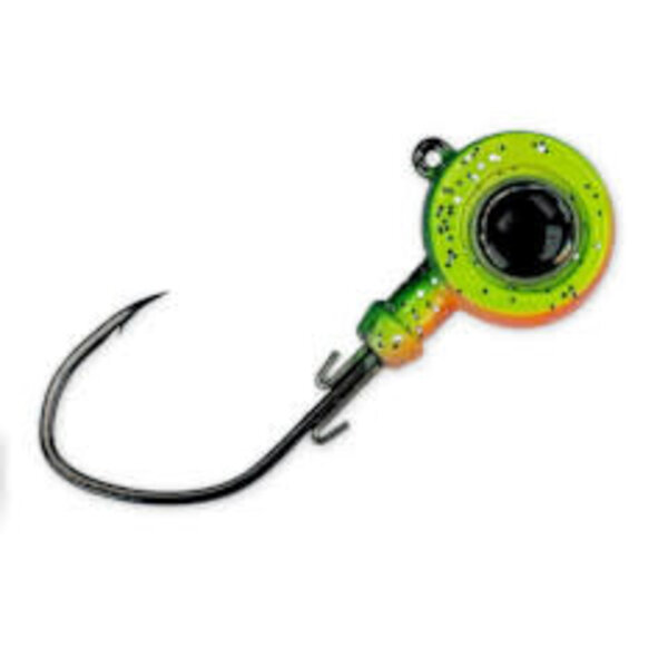 Gamakatsu MaxEye Jig Pill Head 1/8oz 1/0 Firetiger Sparkle 3-pk