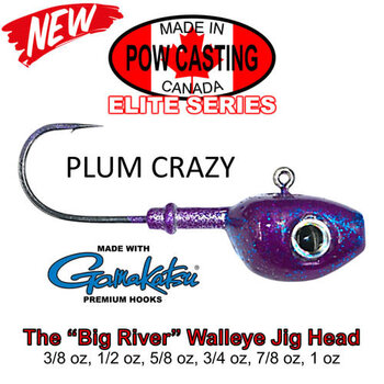 The Big River Fast Water Jig Head. 1oz Plum Crazy 2-pk