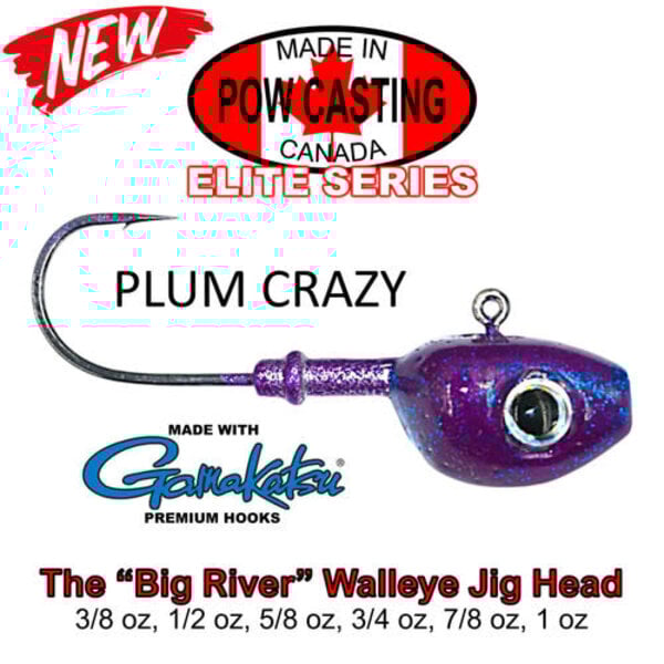 The Big River Fast Water Jig Head. 1oz Plum Crazy 2-pk
