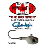 The Big River Fast Water Jig Head. 1oz Casper 2-pk