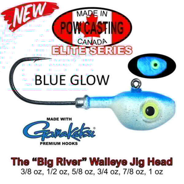The Big River Fast Water Jig Head. 1oz Blue Glow 2-pk