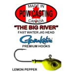The Big River Fast Water Jig Head. 1oz Lemon Pepper 2-pk
