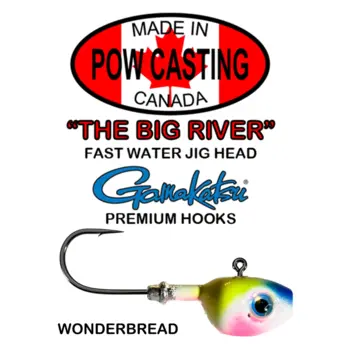 The Big River Fast Water Jig Head. 1oz Wonderbread 2-pk