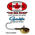 The Big River Fast Water Jig Head. 1oz Gold Shiner 2-pk