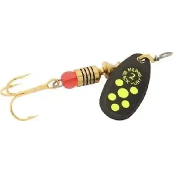 Mepps Black Fury Size 2 1/6oz Chartreuse Dot