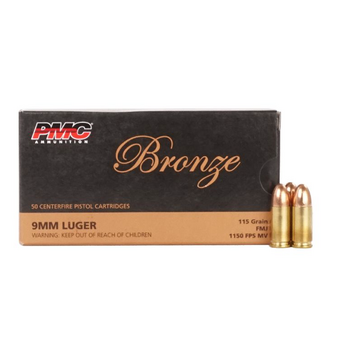 PMC PMC Bronze 9mm Luger FMJ 115 Grains 1000 Round Cases