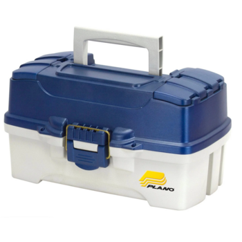 Plano Two-Tray Tackle Box. Blue Metallic/ Off White