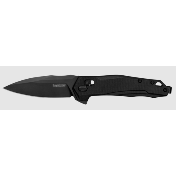 Kershaw 2041 Monitor MidSize  Folding Spear Point Plain Black Oxide D2 Steel BladeBlack w/ Pocket Clip