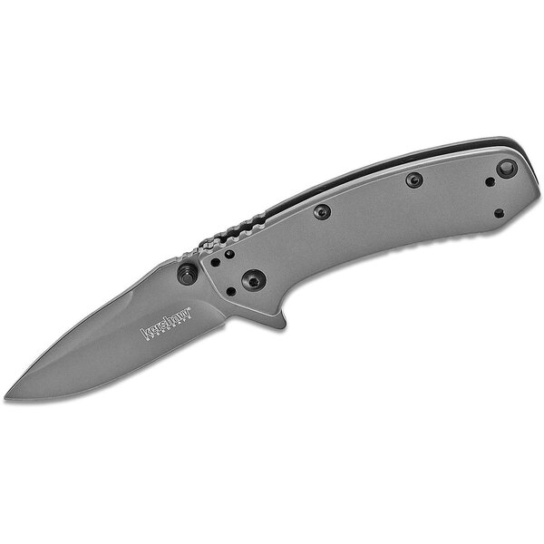 Kershaw Cryo Assisted Flipper Knife 2.75" Gray Plain Blade and Stainless Steel Handles, Frame Lock