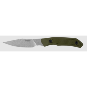 Kershaw 1882 Deschutes Caper Fixed Blade Knife 3.3" D2 Stonewashed Clip Point, Polypropylene with Rubber Overlay, GFN Sheath