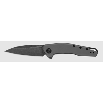 Kershaw 1815 Sanctum Assisted Frame Lock Flipper Knife 2.98" BlackWash Drop Point Blade, Gray PVD Stainless Steel Handles, Reversible Clip