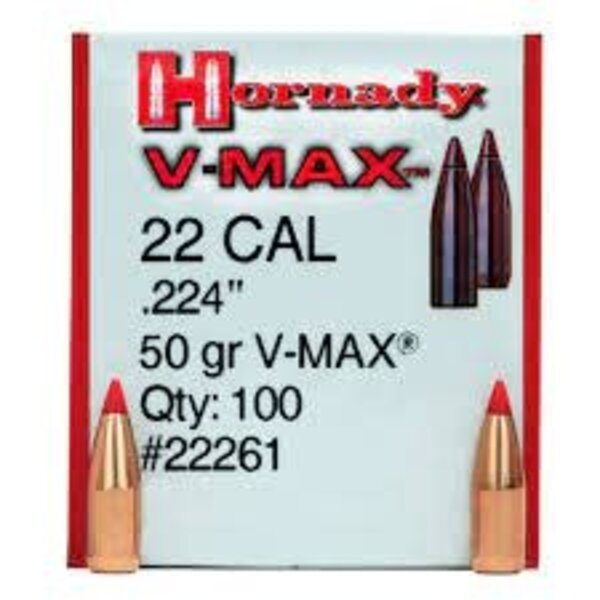 Hornady 22 Cal Vmax .224 50Gr Qty 100