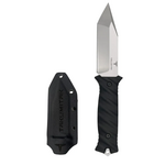 Takumitak Knives Fulcrum Fixed Blade Knife 4.5" D2 Satin Polished Tanto Blade, Milled Black G10 Handles, Kydex Sheath