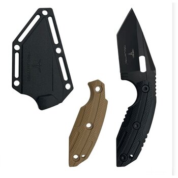 Takumitak Muted Fixed Blade Knife w/Sheath & 2 Handles Black 3cr13 Steel Blade/Black & Tan Nylon Handles